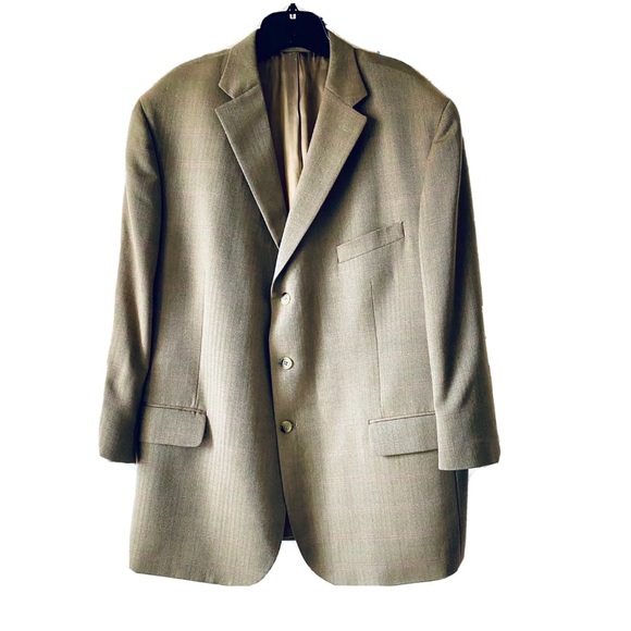 tom james Other - Tom James Tan Herringbone Print Wool Blazer Size 48R